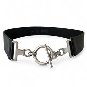 LANDES – Black Genuine Leather Toggle Clasp Waist Belt s
